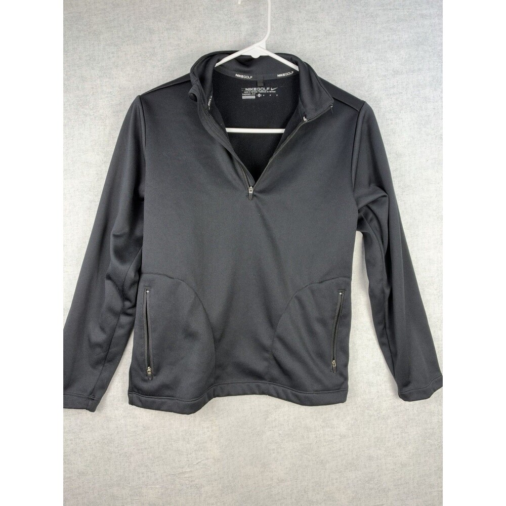 Nike Golf Black 1/4 Zip-Up Pullover Athletic Sweatshirt Youth Size Med Therma
